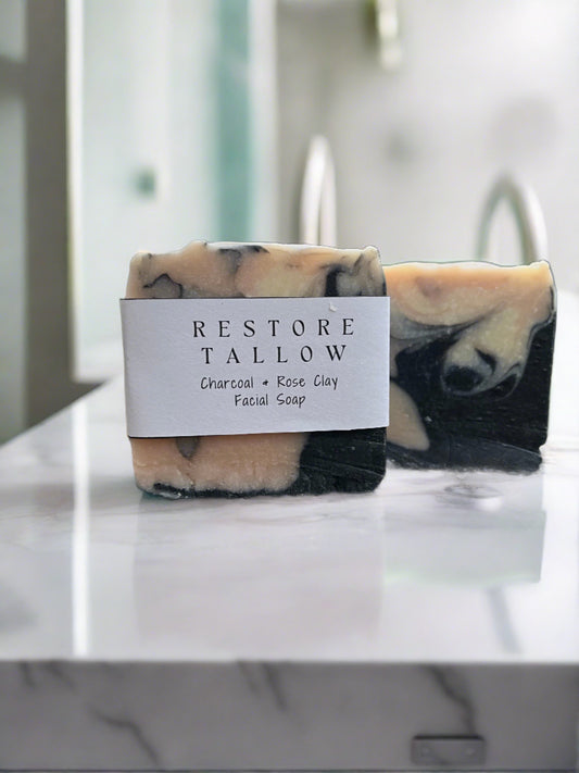 Restore Tallow Charcoal & Rose Clay Facial Soap